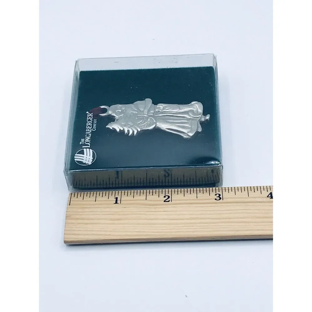 LONGABERGER Pewter Tie-Ons / Ornaments - Santa, Kris Kringle, Christmas 1993‎